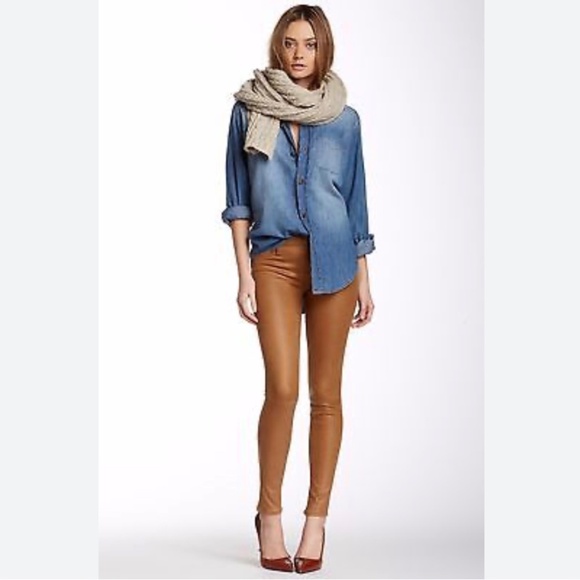 7 For All Mankind The Knee Seam Skinny Stretch Cognac Crackle Jean - Picture 1 of 15